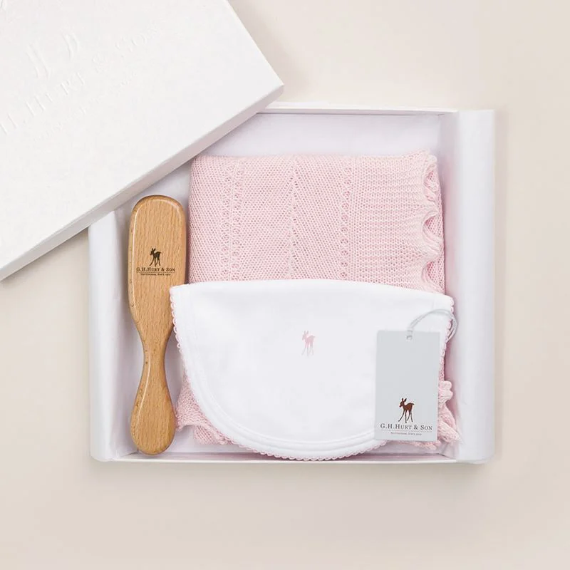 Chenille blankets with a thick and fuzzy textureG.H.Hurt & Son Newborn Baby Gift Set - Pink Chenille blankets with a thick and fuzzy textureG.H.Hurt & Son Newborn Baby Gift Set - Pink