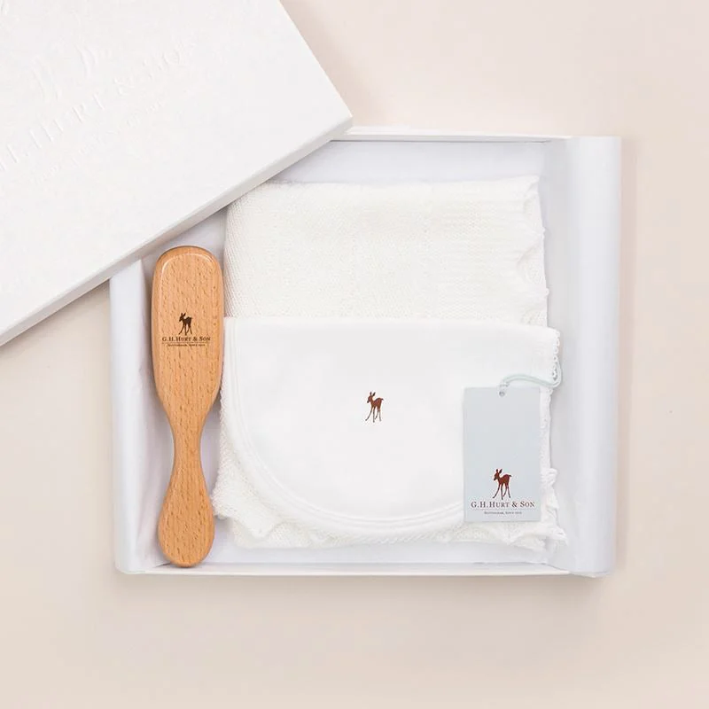 Cotton blankets for breathability and a lightweight feelG.H.Hurt & Son Newborn Baby Gift Set - White Cotton blankets for breathability and a lightweight feelG.H.Hurt & Son Newborn Baby Gift Set - White