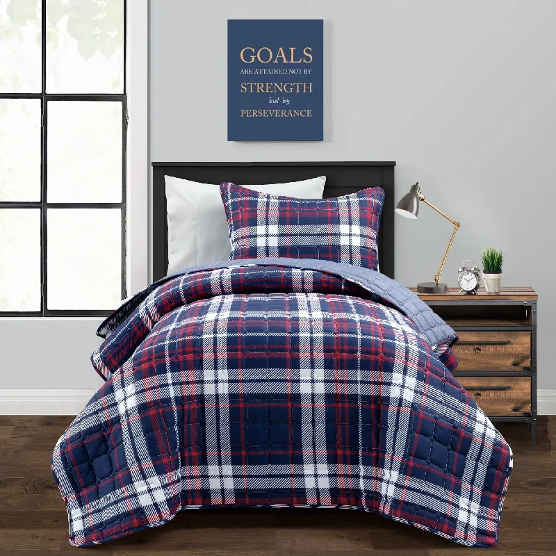 King - size comforters to fit large king - sized beds perfectlyGrayson Farmhouse Plaid Reversible Quilt Set King - size comforters to fit large king - sized beds perfectlyGrayson Farmhouse Plaid Reversible Quilt Set