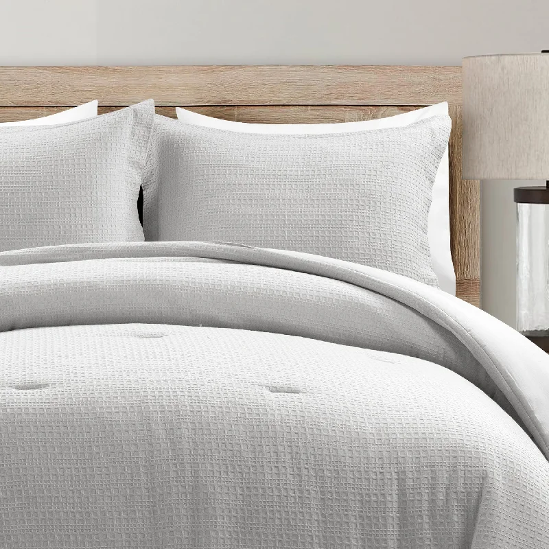 Cotton - filled comforters for a breathable and natural sleep experienceHaniya Solid Waffle Woven Cotton Textured 3Pc Set Cotton - filled comforters for a breathable and natural sleep experienceHaniya Solid Waffle Woven Cotton Textured 3Pc Set
