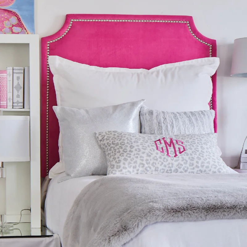 Bed skirts for beds with a round frameHeadboard - Silver Nailhead in Bella Hot Pink Bed skirts for beds with a round frameHeadboard - Silver Nailhead in Bella Hot Pink