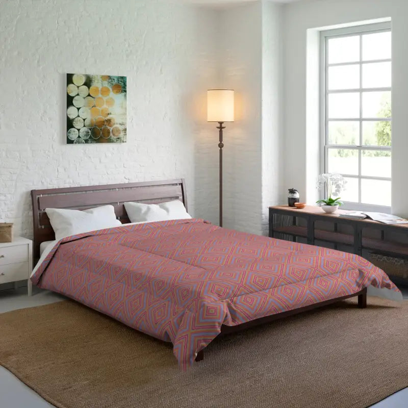 Cotton - filled comforters for a breathable and natural sleep experienceDive Into Comfort with our Blue Geometrical Pattern Blanket Cotton - filled comforters for a breathable and natural sleep experienceDive Into Comfort with our Blue Geometrical Pattern Blanket