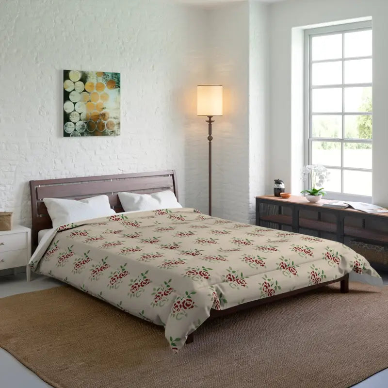 Cotton - filled comforters for a breathable and natural sleep experienceBeige Roses Comforter: Indulge in Cozy Elegance Cotton - filled comforters for a breathable and natural sleep experienceBeige Roses Comforter: Indulge in Cozy Elegance
