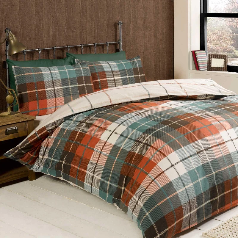 Patchwork duvet covers with a variety of fabric pieces sewn together for a rustic charmLomond Check Flannelette Duvet Cover Set Terracotta Patchwork duvet covers with a variety of fabric pieces sewn together for a rustic charmLomond Check Flannelette Duvet Cover Set Terracotta