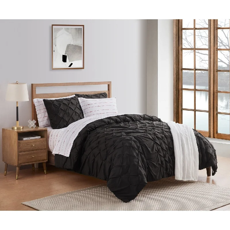 Wool - filled comforters with natural moisture - wicking and temperature - regulating featuresLove in Paris Black 8 Piece Comforter Set Wool - filled comforters with natural moisture - wicking and temperature - regulating featuresLove in Paris Black 8 Piece Comforter Set
