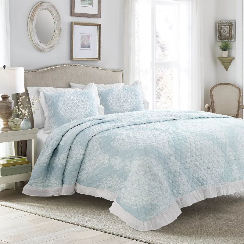 Cotton - filled comforters for a breathable and natural sleep experienceLucianna Ruffle Edge Cotton Bedspread Set Cotton - filled comforters for a breathable and natural sleep experienceLucianna Ruffle Edge Cotton Bedspread Set