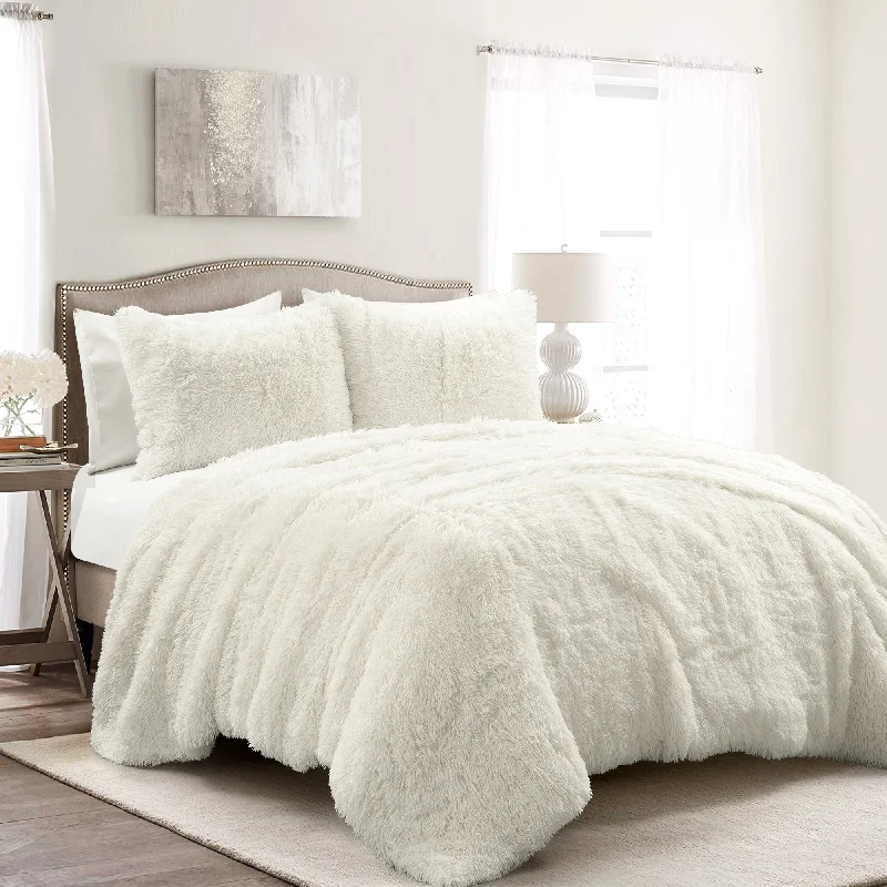 Microfiber - filled comforters that are lightweight and easy to care forLush Décor Emma Faux Fur Oversized Comforter Ivory 3Pc Set Full/Queen Microfiber - filled comforters that are lightweight and easy to care forLush Décor Emma Faux Fur Oversized Comforter Ivory 3Pc Set Full/Queen