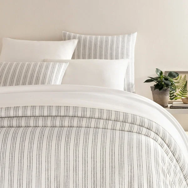 Duvet covers that work well with memory - foam mattresses for added comfortLush Linen Stripe Charcoal Duvet Cover Duvet covers that work well with memory - foam mattresses for added comfortLush Linen Stripe Charcoal Duvet Cover