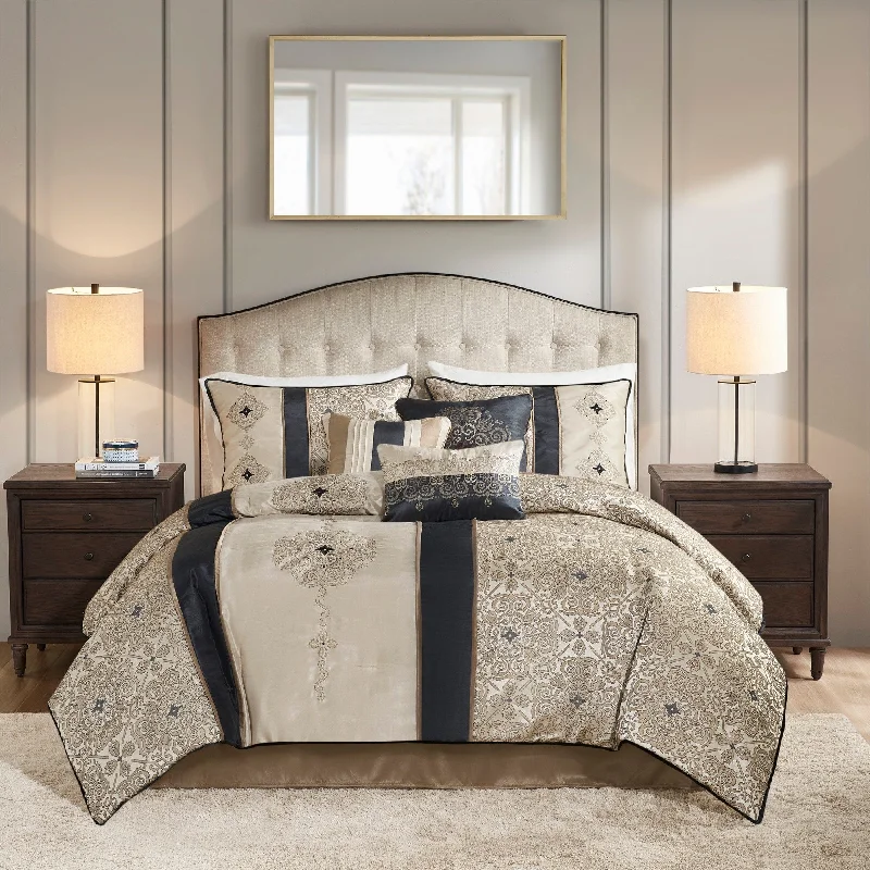 Bamboo - fiber - filled comforters with antibacterial and breathable qualitiesMadison Park Blaine 7 Piece Jacquard Comforter Set with Throw Pillows Bamboo - fiber - filled comforters with antibacterial and breathable qualitiesMadison Park Blaine 7 Piece Jacquard Comforter Set with Throw Pillows