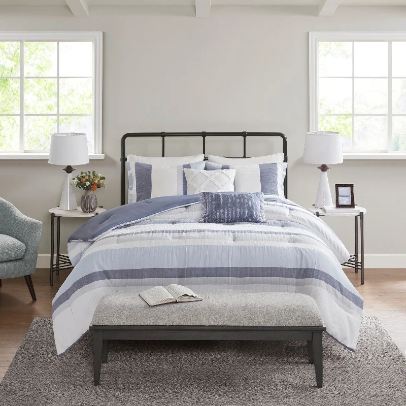 Queen - size comforters for standard queen - sized mattressesMadison Park Levi Blue/ Natural 5 Piece Jacquard Comforter Set Queen - size comforters for standard queen - sized mattressesMadison Park Levi Blue/ Natural 5 Piece Jacquard Comforter Set