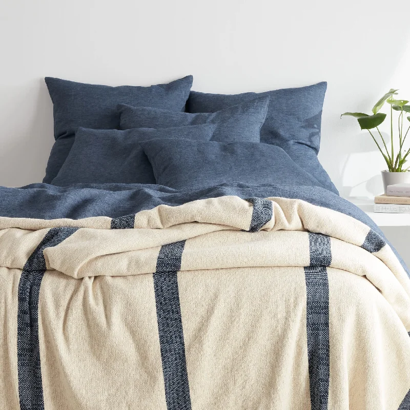 Cotton blankets for breathability and a lightweight feelMagnolia Stripe Navy Blanket Cotton blankets for breathability and a lightweight feelMagnolia Stripe Navy Blanket