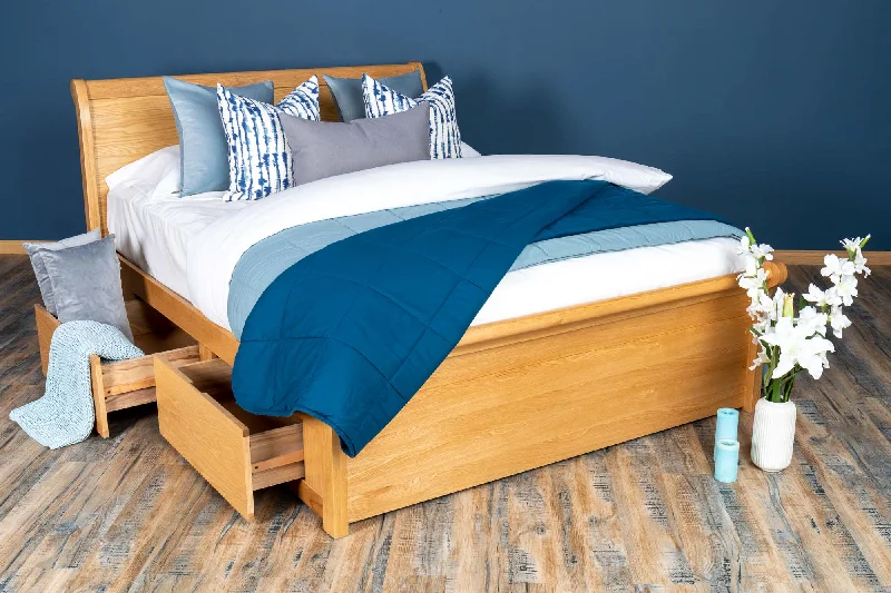 Memory foam mattresses for pressure relief and contouringMayfair Solid Natural Oak Storage Sleigh Bed Frame - Various Sizes - B GRADE Memory foam mattresses for pressure relief and contouringMayfair Solid Natural Oak Storage Sleigh Bed Frame - Various Sizes - B GRADE
