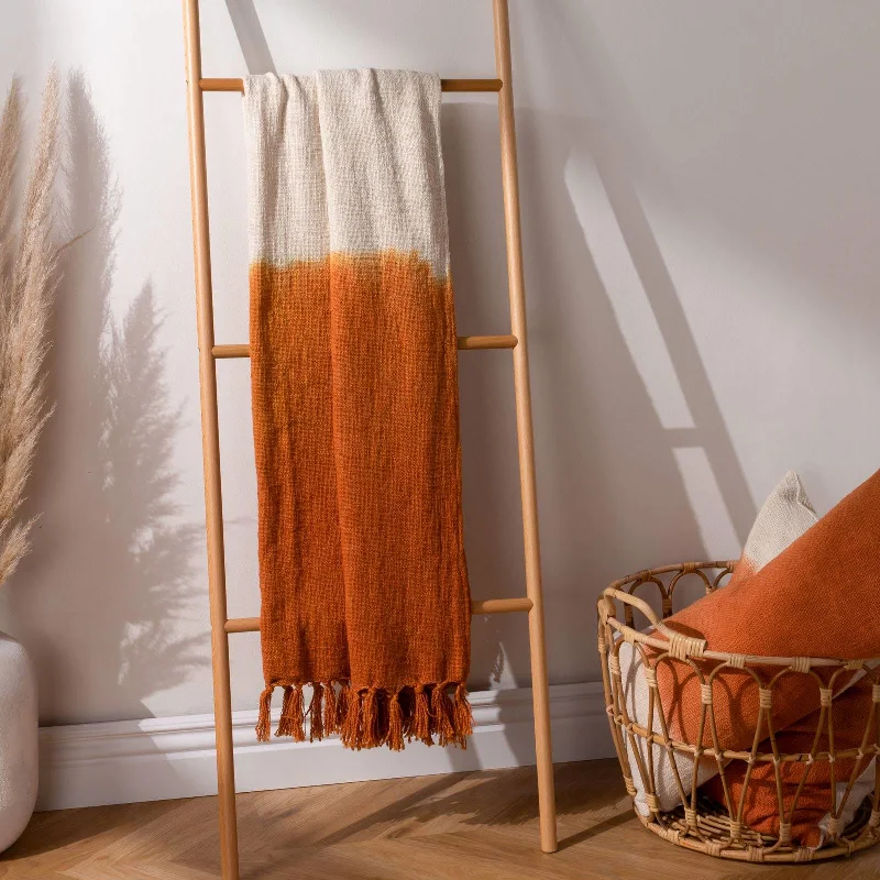 Cotton blankets for breathability and a lightweight feelMizu Dip Dye Fringed Cotton Throw 130cm x 170cm Cotton blankets for breathability and a lightweight feelMizu Dip Dye Fringed Cotton Throw 130cm x 170cm