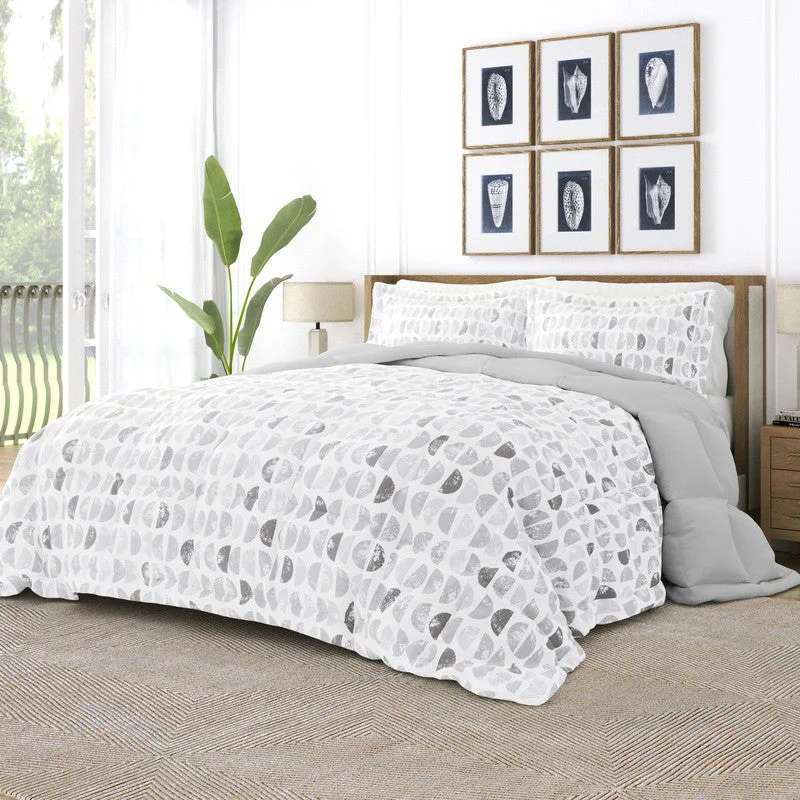 Down - filled comforters for supreme warmth and lightnessMoonlight Stars Light Gray Reversible Pattern Comforter Set Down-Alternative Ultra Soft Microfiber Bedding, Twin/TwinXL