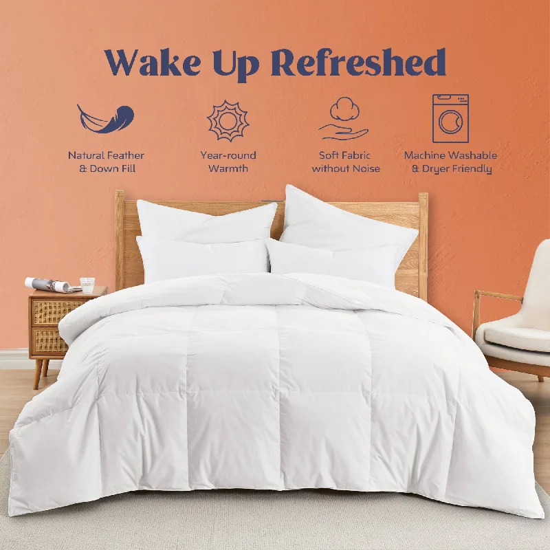 Goose down comforters known for their superior quality and insulationPeace Nest All Season White Goose fiber comforter with 100% Cotton