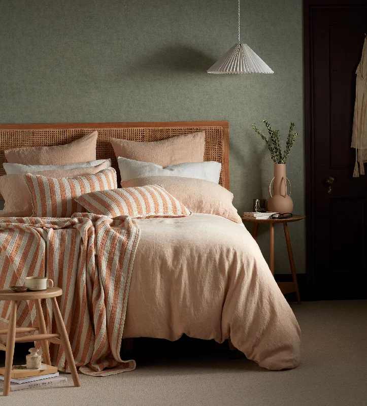 California king - size duvet covers for the extra - long and wide California king bedsPeach 100% Linen Duvet Cover California king - size duvet covers for the extra - long and wide California king bedsPeach 100% Linen Duvet Cover