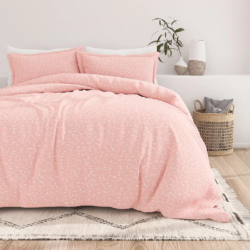 High - end luxury duvet covers for a top - tier sleep experiencePink Buds Pattern 3-Piece Duvet Cover Set High - end luxury duvet covers for a top - tier sleep experiencePink Buds Pattern 3-Piece Duvet Cover Set