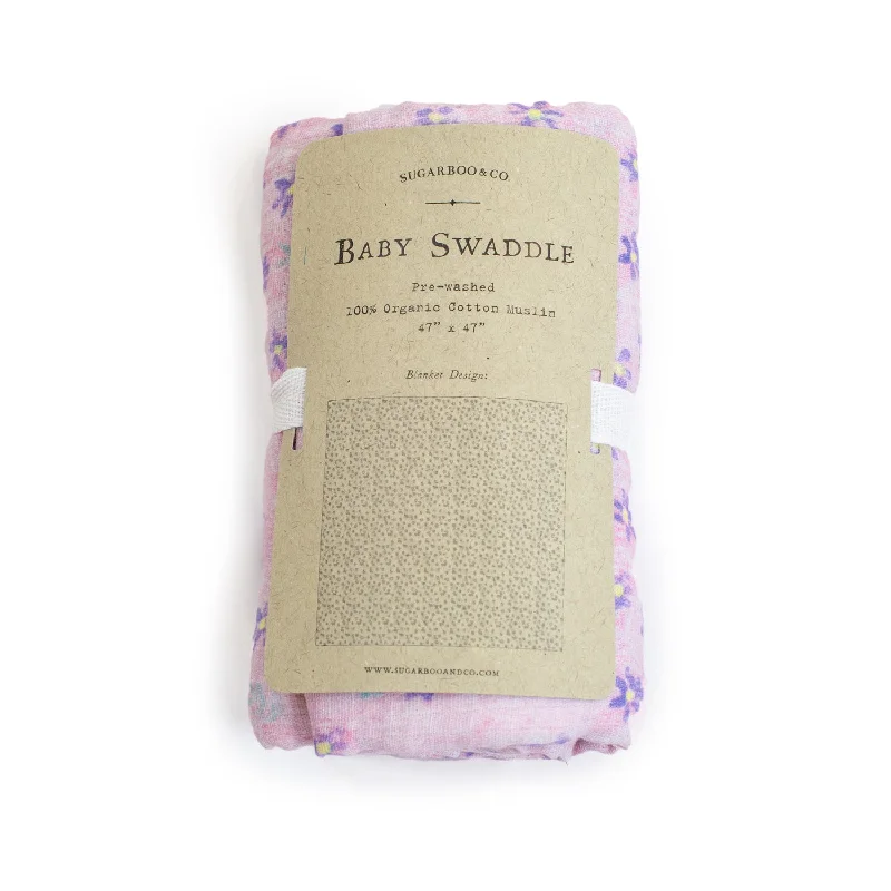 Linen blankets with a rustic and textured look***Pink Floral Swaddle Blanket 47" x 47" Linen blankets with a rustic and textured look***Pink Floral Swaddle Blanket 47" x 47"
