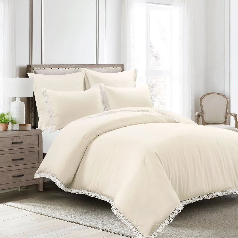 King - size comforters to fit large king - sized beds perfectlyRosalie Cottagecore Lace Trim 5 Piece Comforter Set King - size comforters to fit large king - sized beds perfectlyRosalie Cottagecore Lace Trim 5 Piece Comforter Set