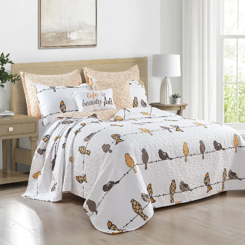 Silk - filled comforters for a luxurious and smooth touchRowley Birds Quilt 7 Piece Set Silk - filled comforters for a luxurious and smooth touchRowley Birds Quilt 7 Piece Set