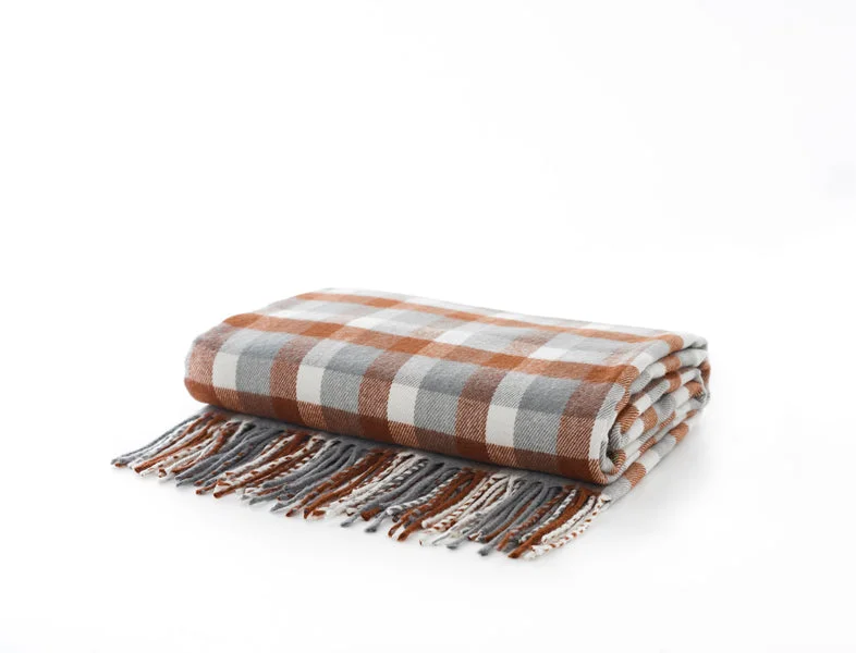 Bamboo fiber blankets with natural antibacterial propertiesRust Faux Cashmere Tartan Throw Bamboo fiber blankets with natural antibacterial propertiesRust Faux Cashmere Tartan Throw