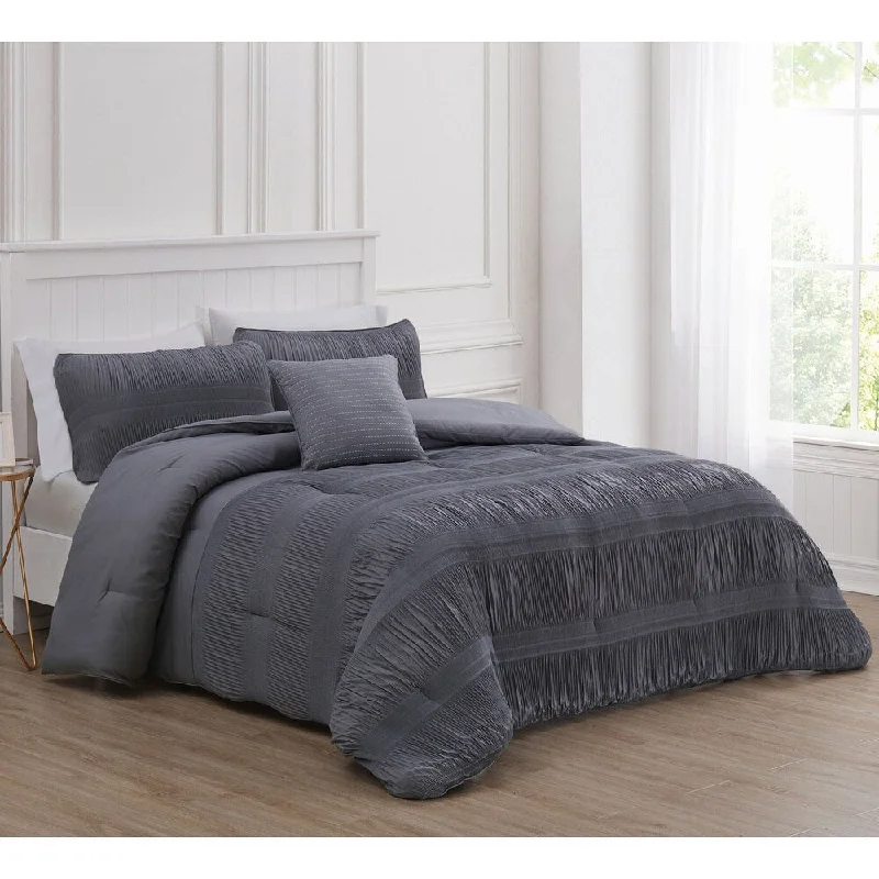 Latex - filled comforters with a bouncy texture and good supportSilver Orchid Mason Solid Smocked Comforter Set Latex - filled comforters with a bouncy texture and good supportSilver Orchid Mason Solid Smocked Comforter Set
