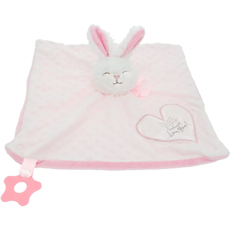 Cotton blankets for breathability and a lightweight feelSomebunny Pink Lovey Lovey Blanket Bunny with Teether Cotton blankets for breathability and a lightweight feelSomebunny Pink Lovey Lovey Blanket Bunny with Teether