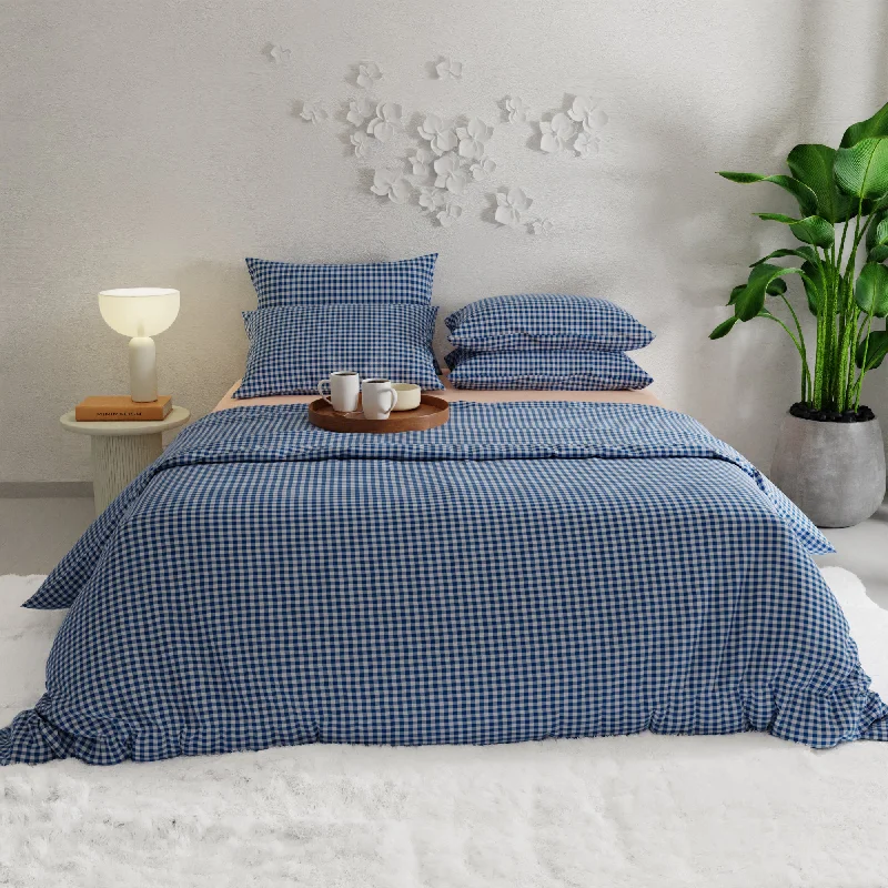 Full - size comforters suitable for full - sized beds in guest rooms or small bedroomsBlue Waves in Vichy Full - size comforters suitable for full - sized beds in guest rooms or small bedroomsBlue Waves in Vichy