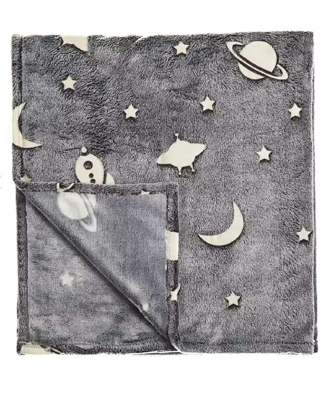 Recycled polyester blankets for an eco - conscious optionTLC Space Throw Glow in the Dark Kids Recycled polyester blankets for an eco - conscious optionTLC Space Throw Glow in the Dark Kids