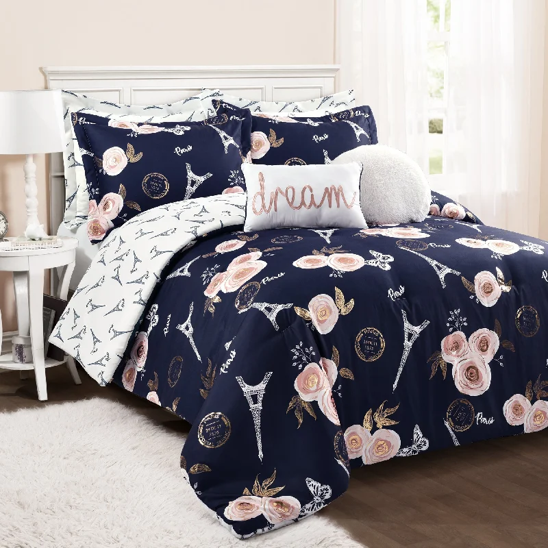Latex - filled comforters with a bouncy texture and good supportVintage Paris Rose Butterfly Script Comforter Set Latex - filled comforters with a bouncy texture and good supportVintage Paris Rose Butterfly Script Comforter Set