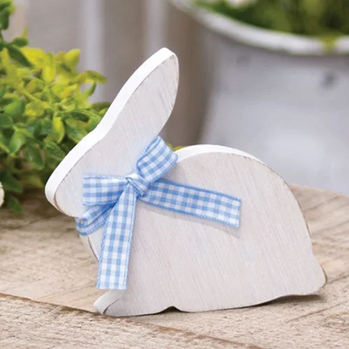 Bed skirts for beds with a solid - panel frameWhite Wooden Bunny Sitter w/Blue & White Buffalo Check Ribbon Bed skirts for beds with a solid - panel frameWhite Wooden Bunny Sitter w/Blue & White Buffalo Check Ribbon